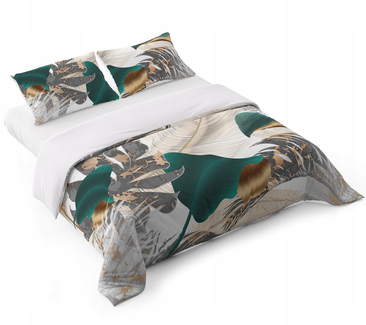 POŚCIEL KOMPLET POŚCIELI 160X200 CM POSZEWKI ZESTAW POLSKA WZÓR LIŚCIE 111