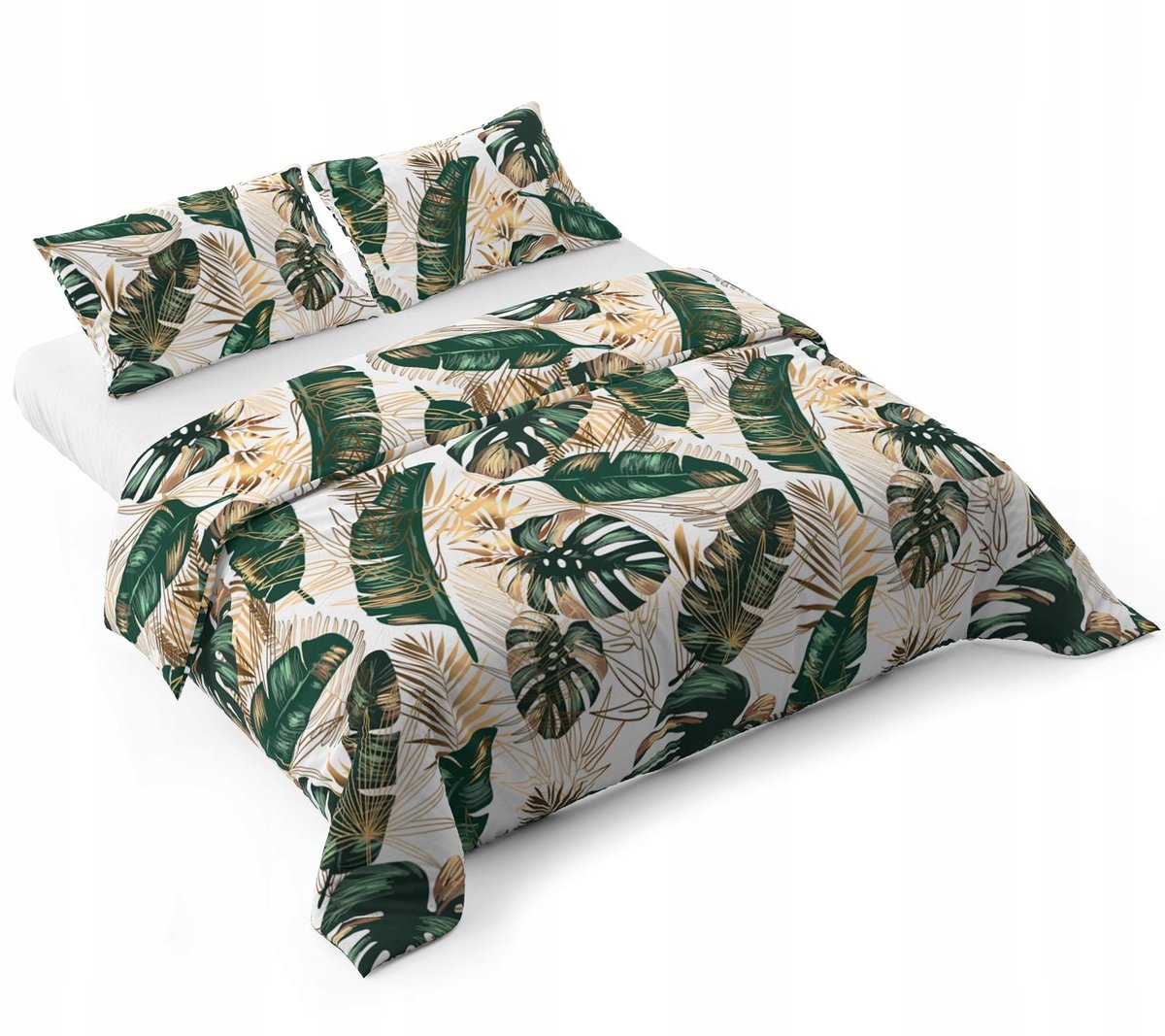 POŚCIEL KOMPLET POŚCIELI 160X200 CM POSZEWKI ZESTAW POLSKA WZÓR LIŚCIE 050