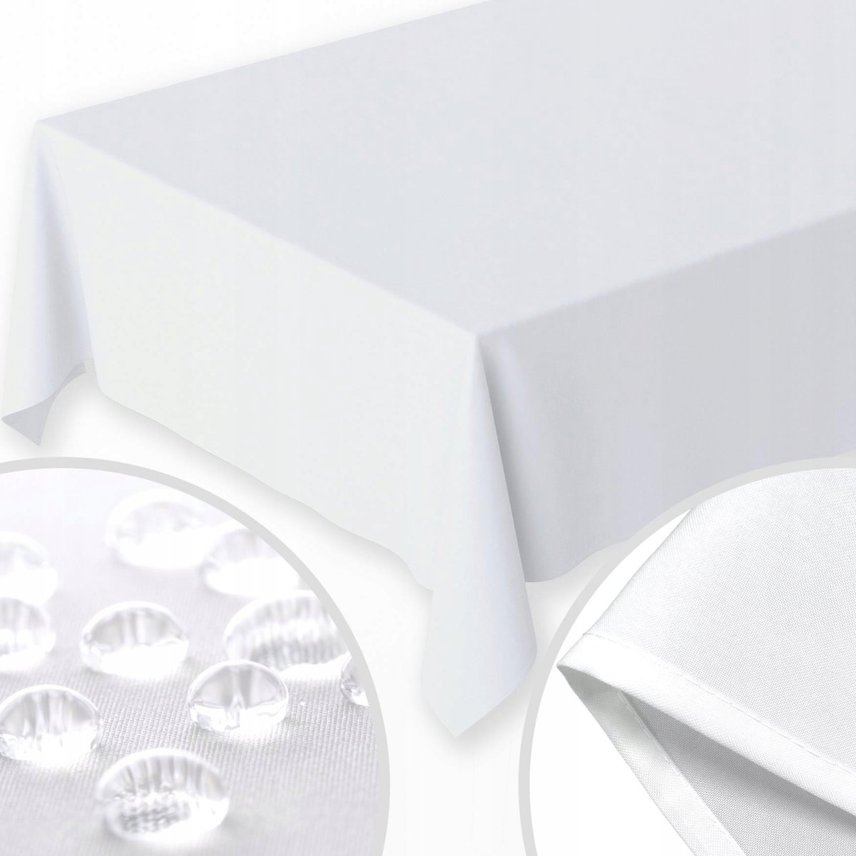 OBRUS PLAMOODPORNY KLASYCZNY BIAŁY 140X100 GŁADKI MATOWY GRUBY