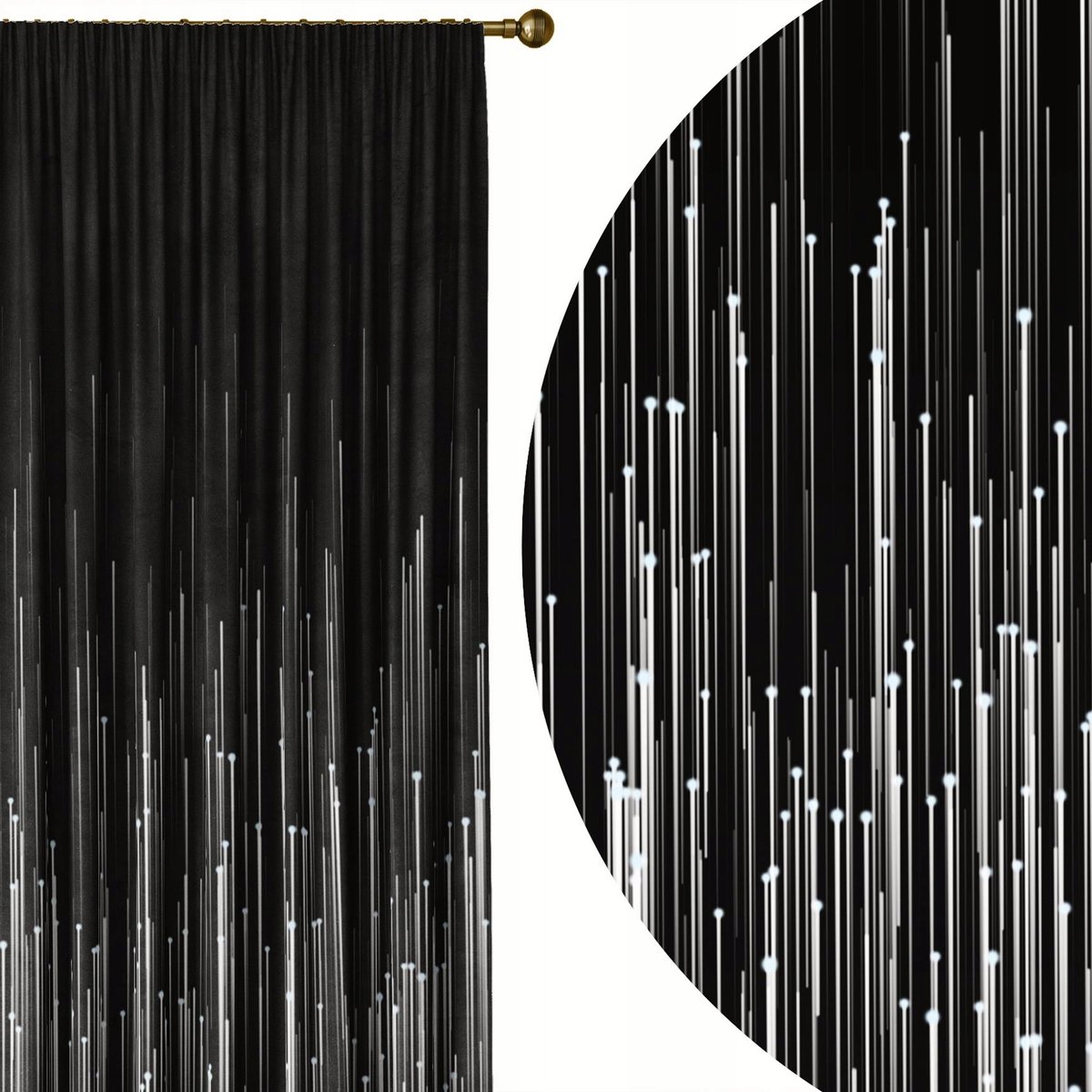 GOTOWE ZASŁONY NA ŻABKI TAŚMIE 140X240 ZASŁONA DO SALONU POKOJU CZARNA 093