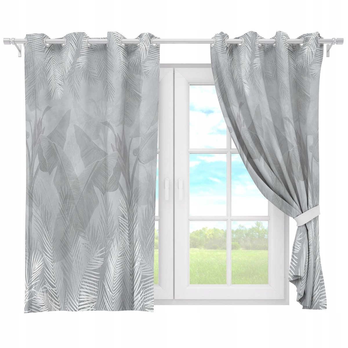 ZASŁONY GOTOWE NA PRZELOTKACH KRÓTKIE 140x160 ZASŁONA PRZELOTKI SZARA 176