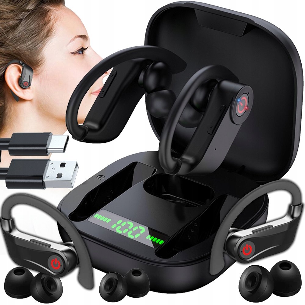 ARSA GO Bezprzewodowe Douszne 5.1 Lcd Pro Etui Bluetooth Bass