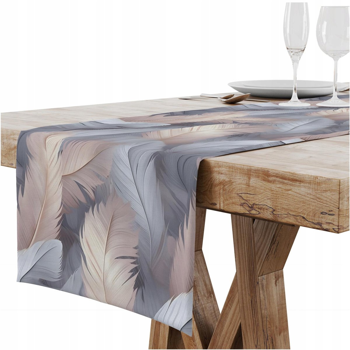 BIEŻNIK OBRUS NA STÓŁ MATOWY GŁADKI 40X220 CM DEKORACYJNY PIÓRA WZÓR 339