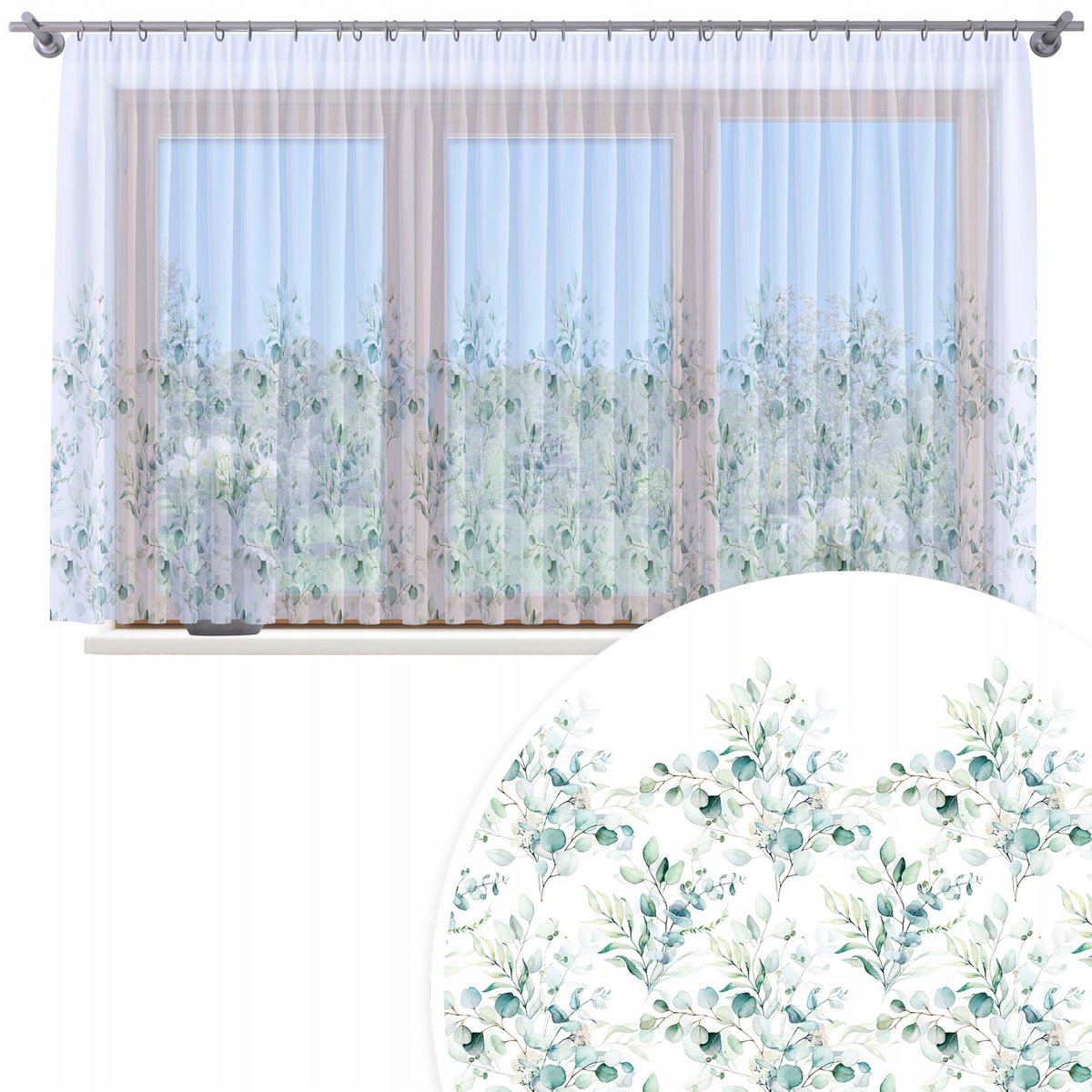 FIRANA GOTOWA WOAL 500X150 BARWIONA WZÓR NA ŻABKI TAŚMIE FIRANY 073