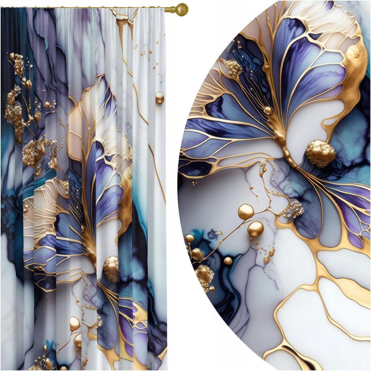 GOTOWE ZASŁONY NA ŻABKI TAŚMIE 140X230 ZASŁONA DO SALONU POKOJU KWIATY 183