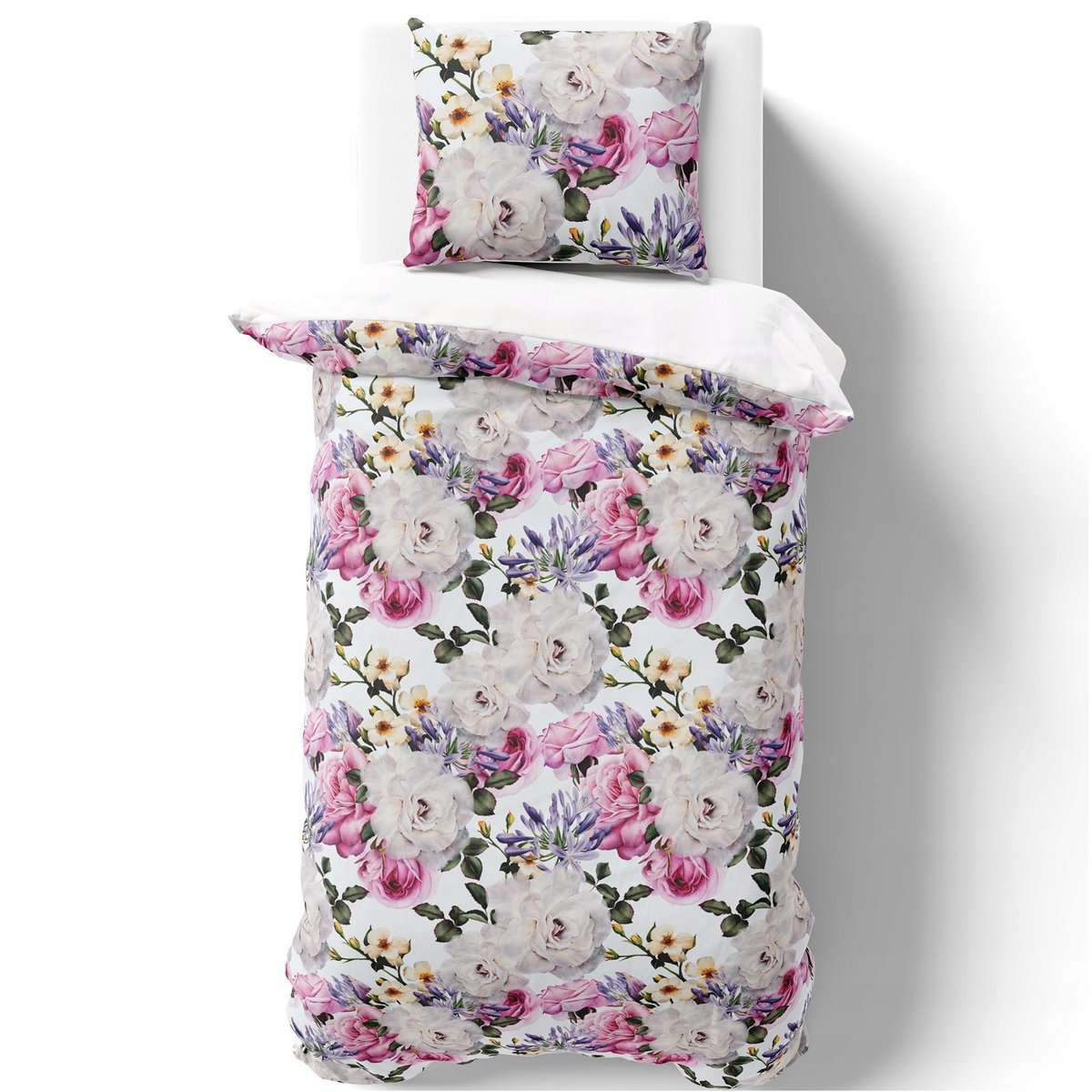 POŚCIEL KOMPLET POŚCIELI 140X200 CM POSZEWKI ZESTAW POLSKA WZÓR KWIATY 010