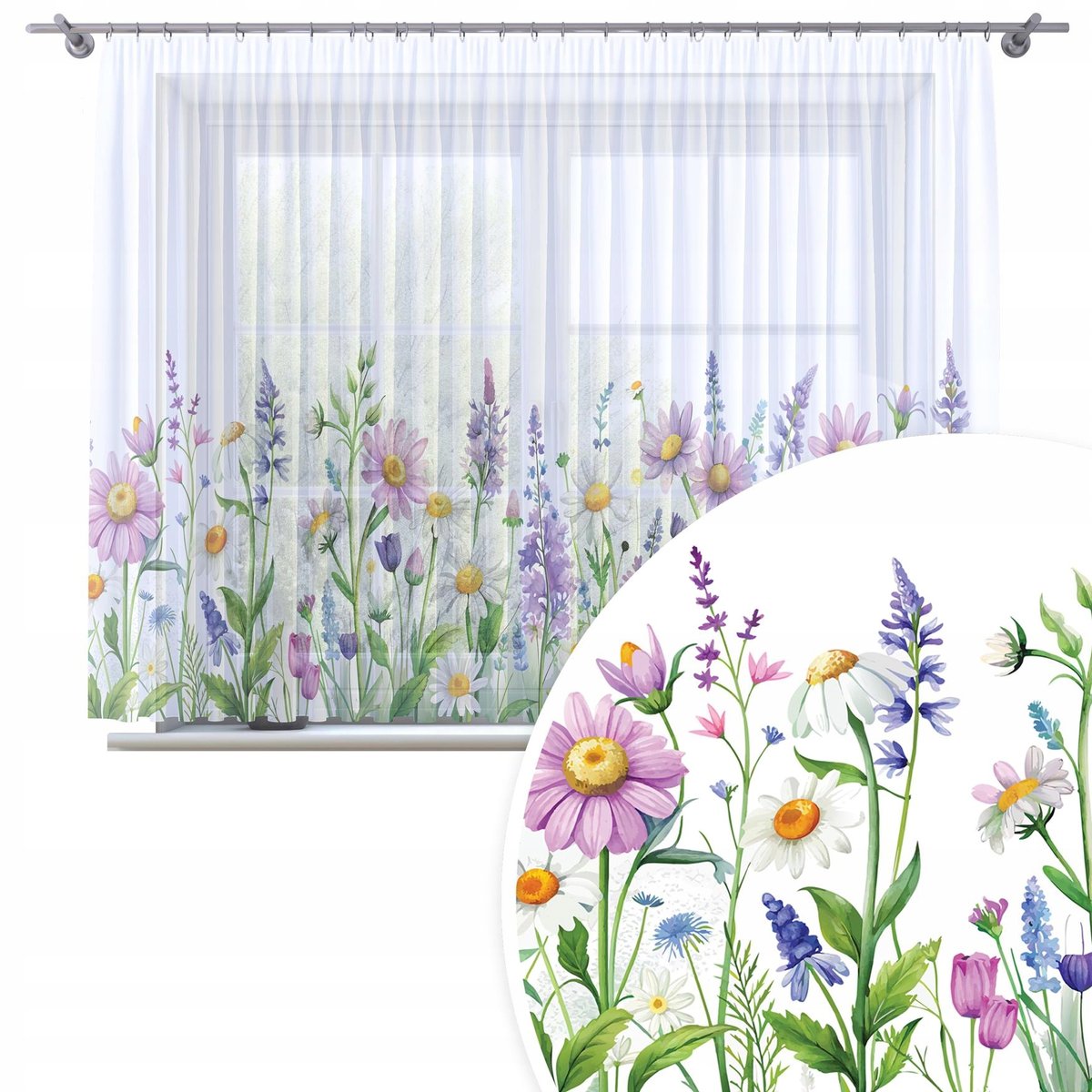 FIRANA WIOSENNA GOTOWA 300x150 WOAL NA TAŚMIE KWIATY KOLORY WIOSNA WZÓR 380