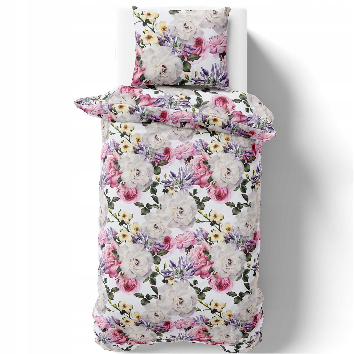 POŚCIEL KOMPLET POŚCIELI 140X200 CM POSZEWKI ZESTAW POLSKA WZÓR KWIATY 010