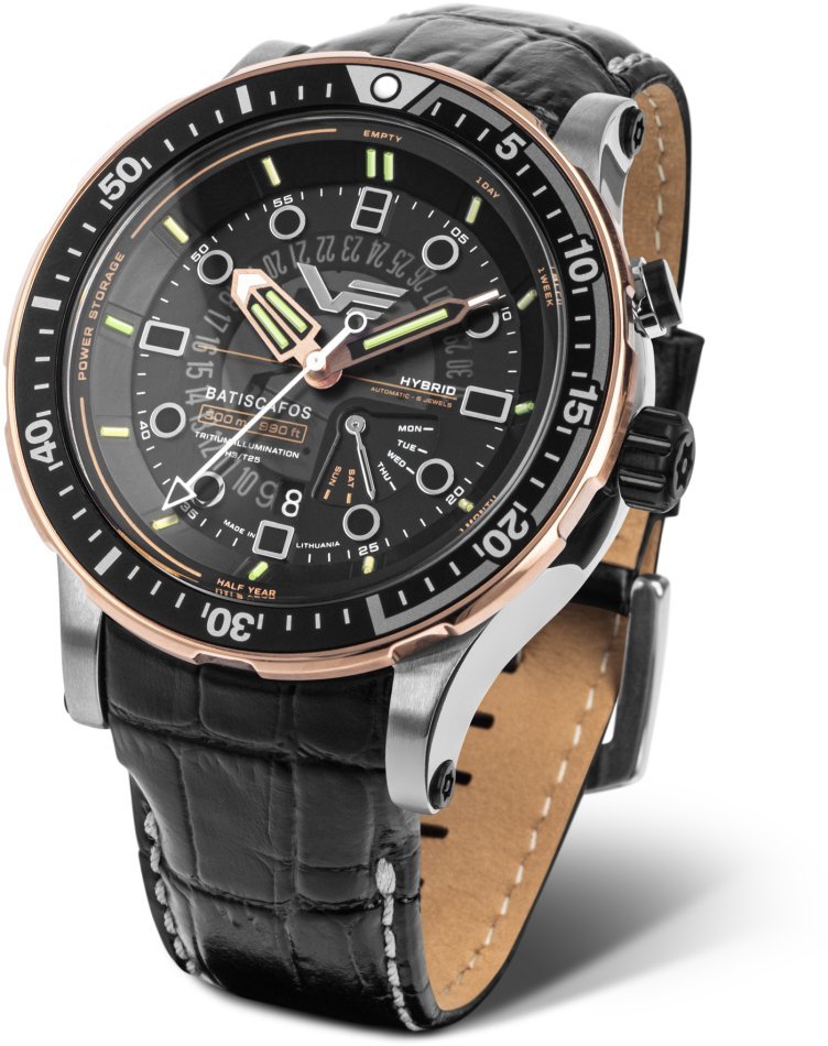 Zestaw męski VOSTOK EUROPE PX84-511E769 czarny sportowy dodatkowy pasek