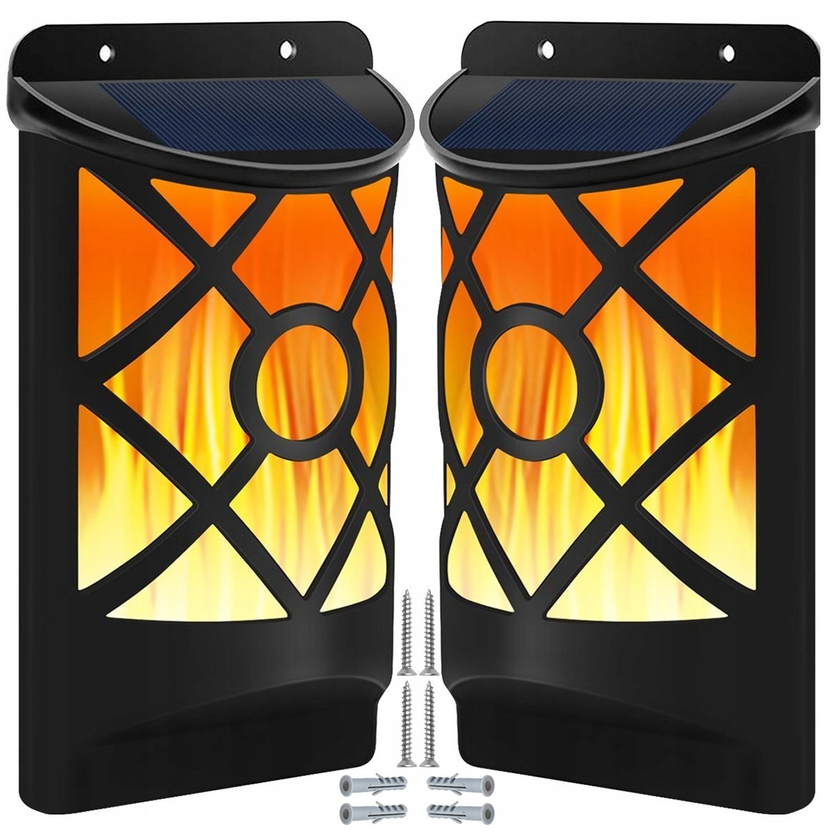 2X Lampa Solarna Kinkiet Led Efekt Płomienia Elewacyjna Czujnik Zmierzchu