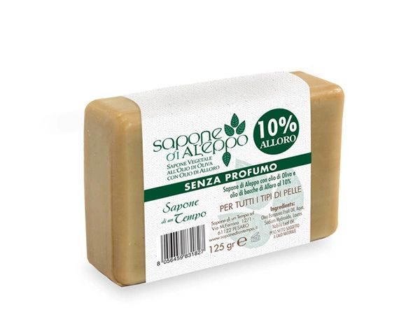 Sapone di un Tempo Mydło z Aleppo - Liść Laurowy 10% Bezzapachowy 125 g - mydło