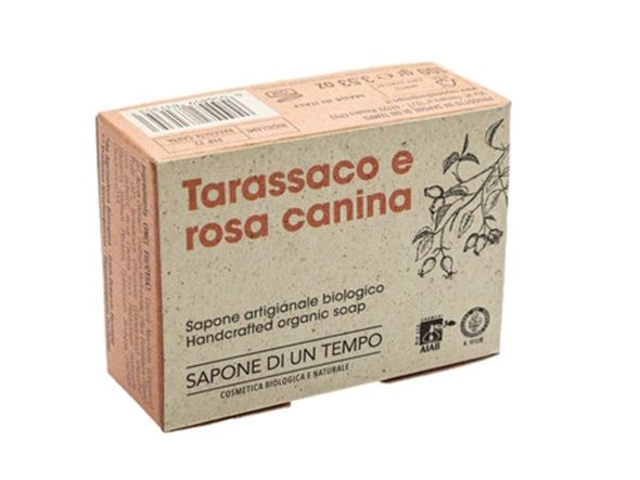 Sapone di un Tempo Organiczne mydło w kostce - Mniszek i Dzika róża 100 g - mydło