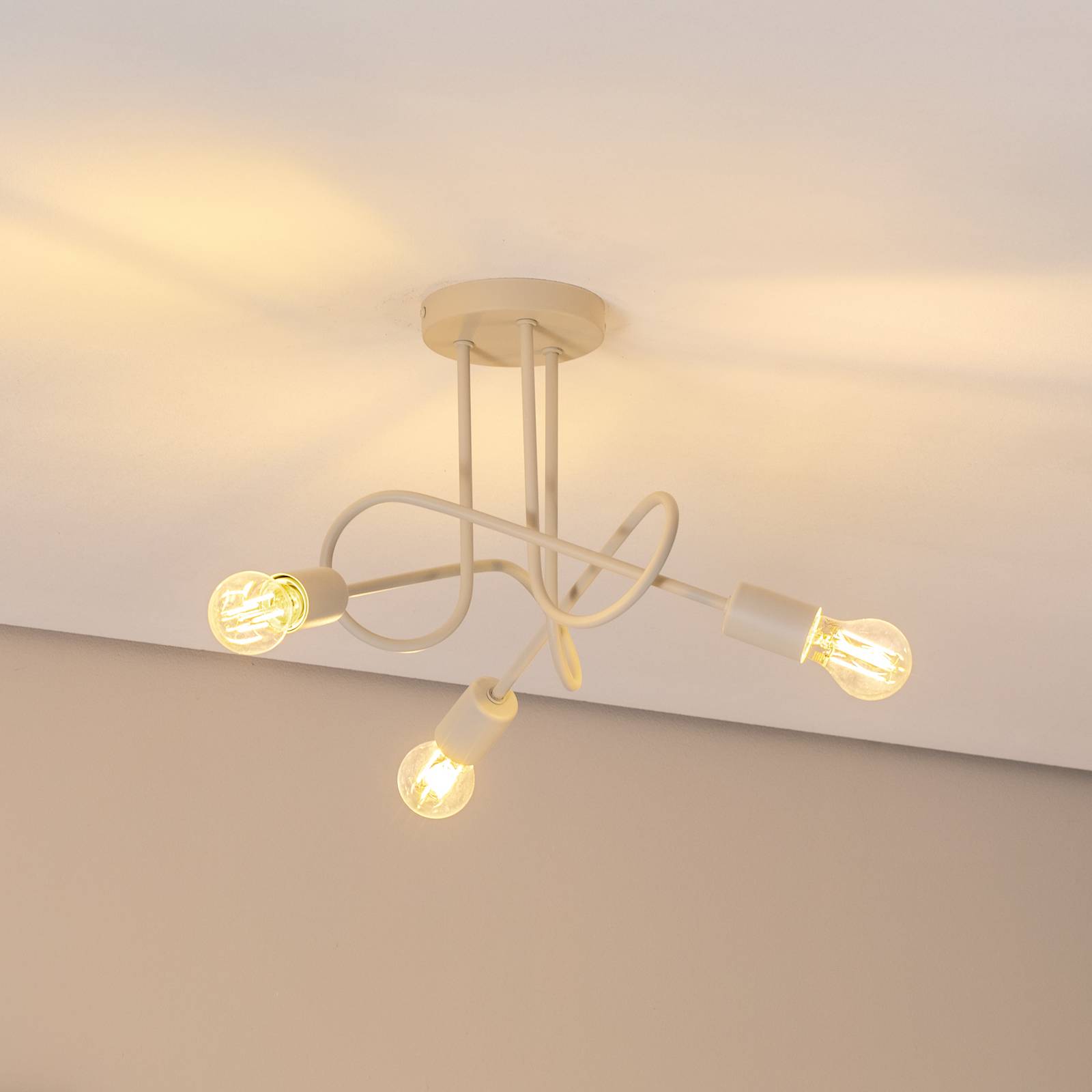 Lampa sufitowa Oxford HELAM, możliwość ściemniania, kremowy / amber, salon / jadalnia, metal