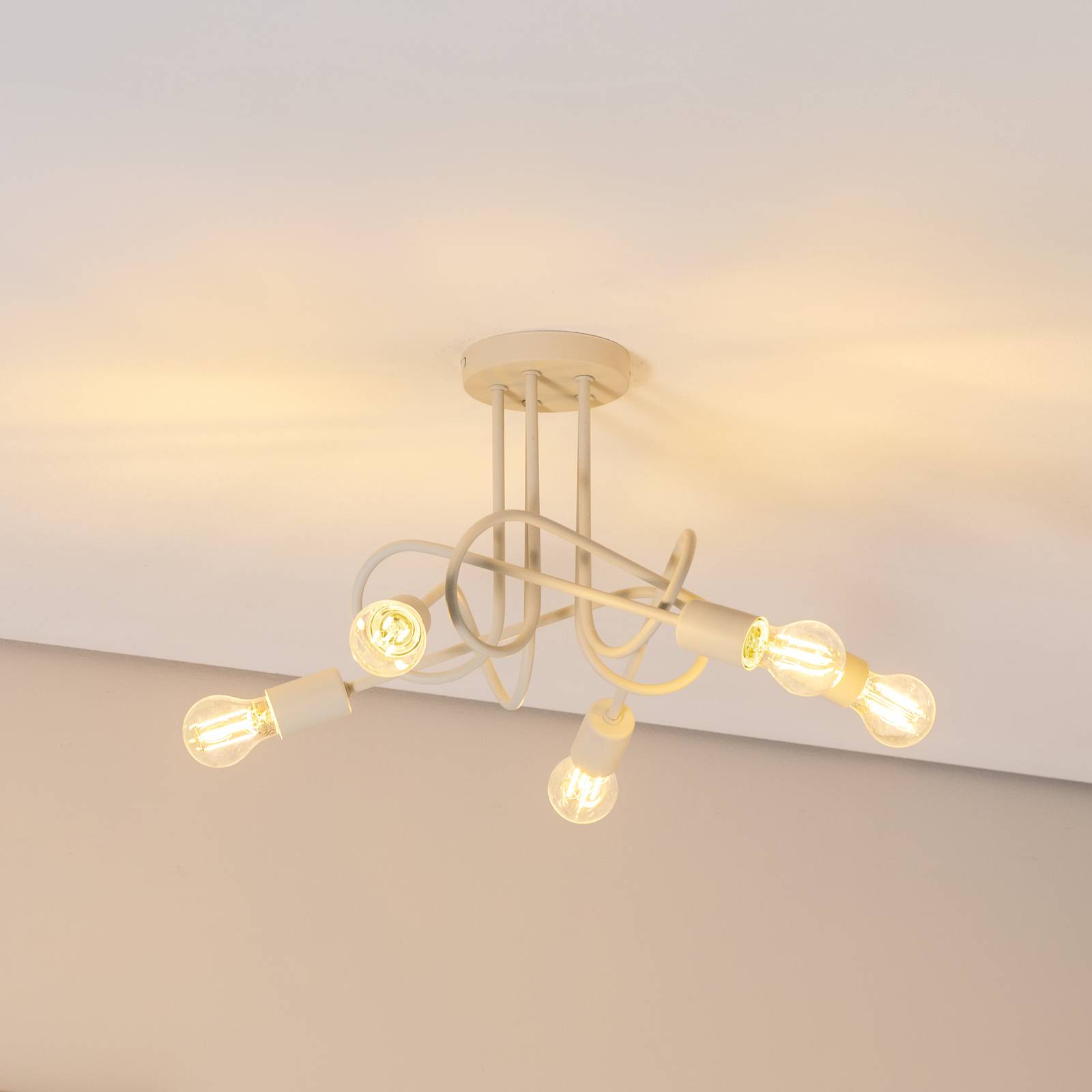 Lampa sufitowa Oxford HELAM, możliwość ściemniania, kremowy / amber, salon / jadalnia, metal