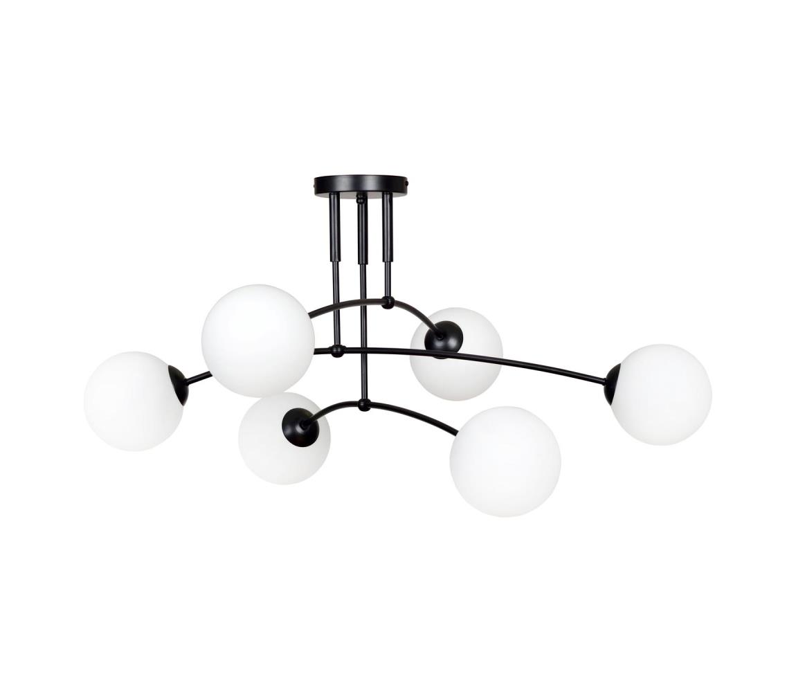 Żyrandol na drążku PREGOS 6xE14/10W/230V czarny/biały