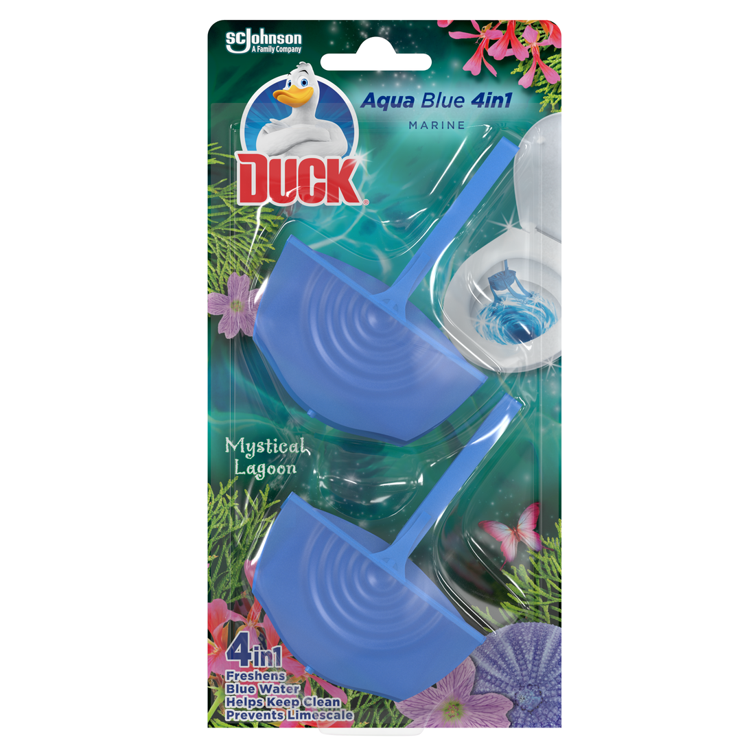 Zapachowa podwójna zawieszka do WC Duck Aqua Blue 4w1 Mystical Lagoon 2x36g