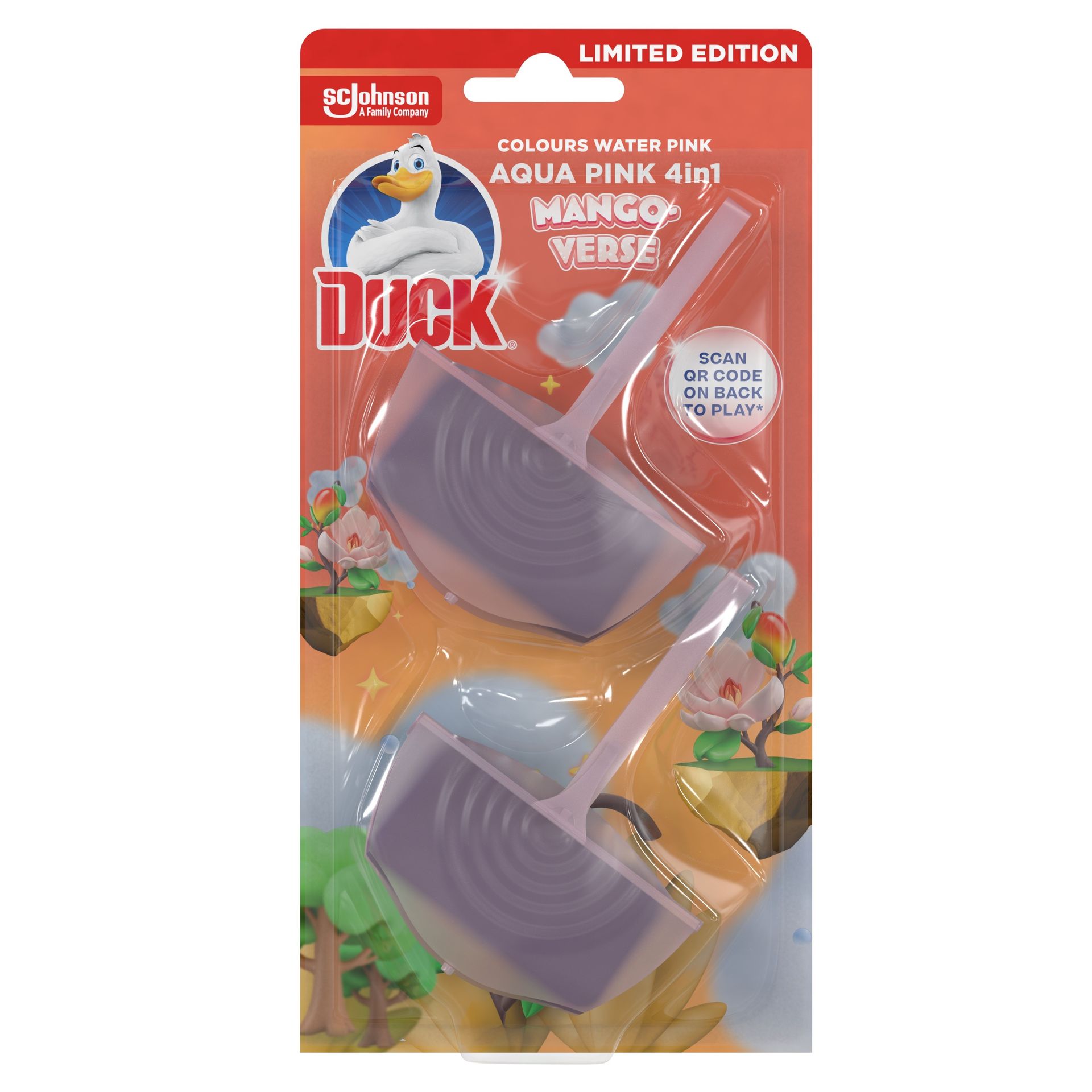Podwójna zawieszka do toalet Duck Aqua Pink 4in1 Mango Verse 2x 36 g