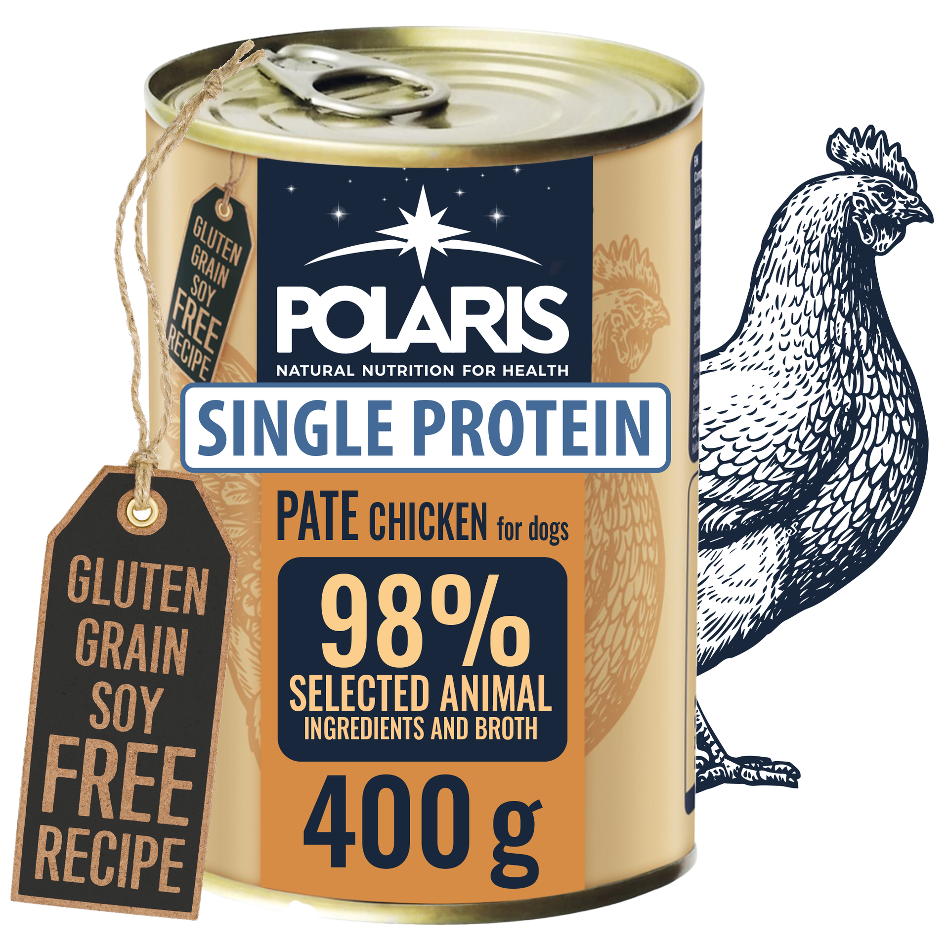 Pełnowartościowa mokra karma dla psów dorosłych o smaku kurczaka Polaris 400 g