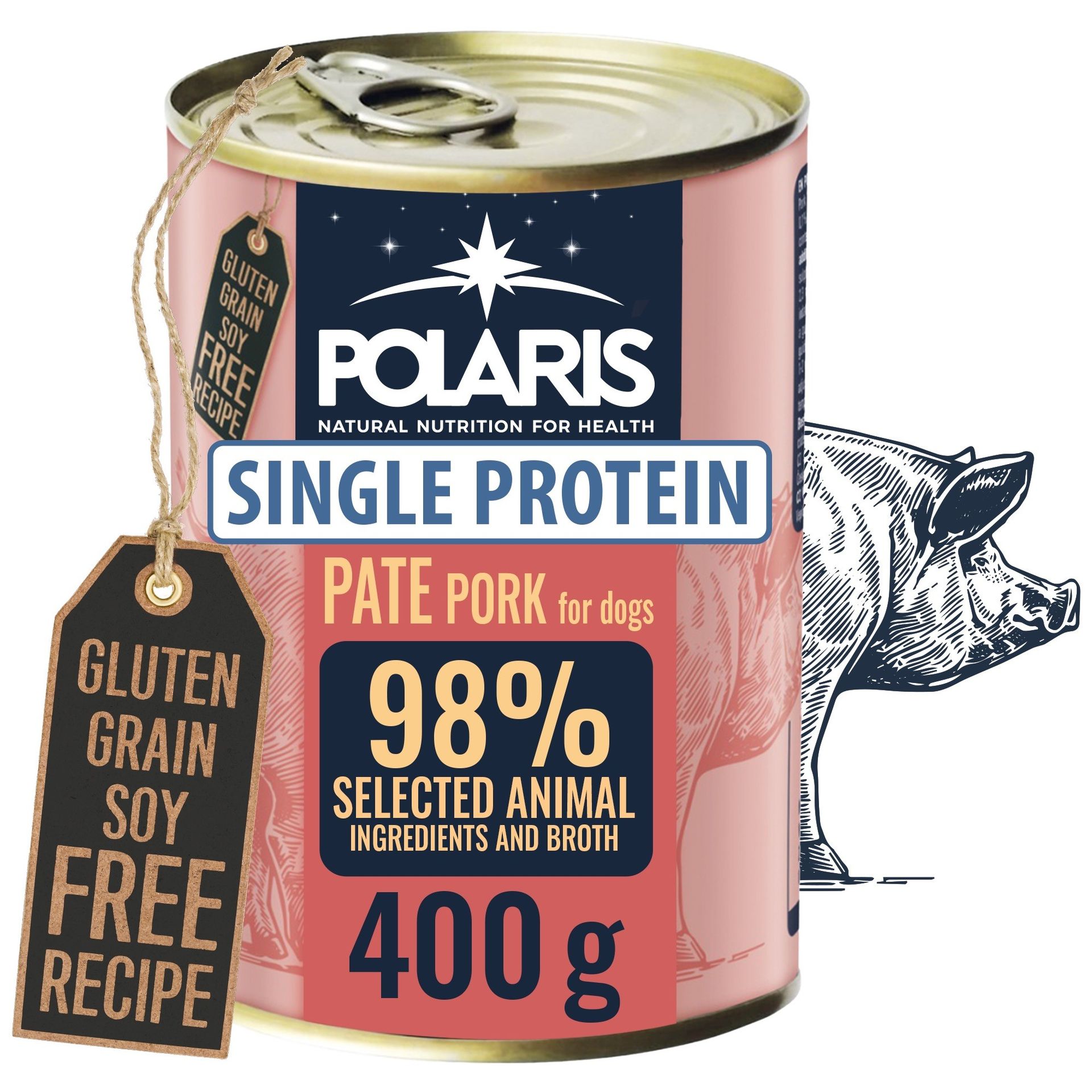 Monobiałkowy pasztet z wieprzowiną dla dorosłych psów Polaris 400 g