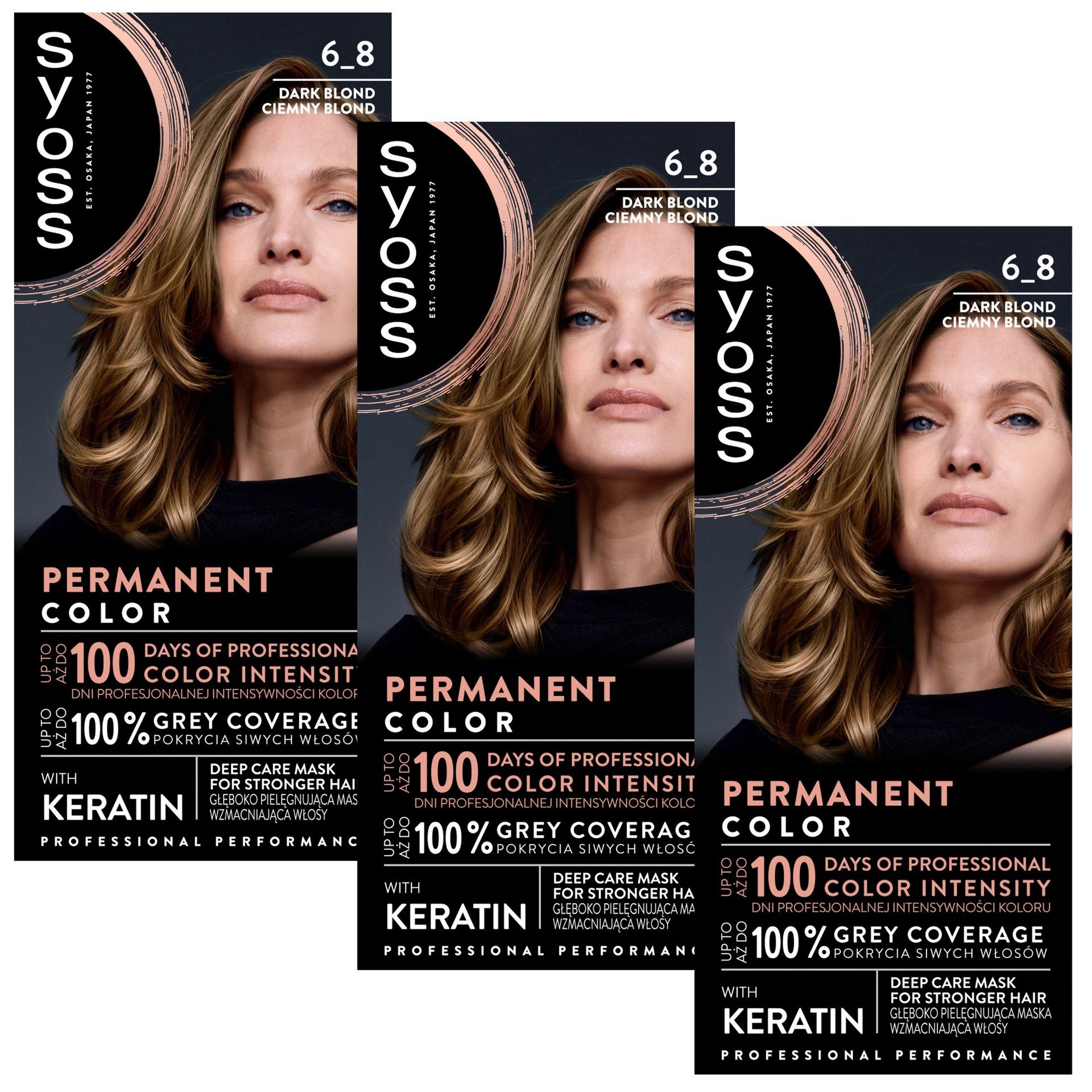 Farba do włosów trwała koloryzacja ciemny blond 3x Syoss