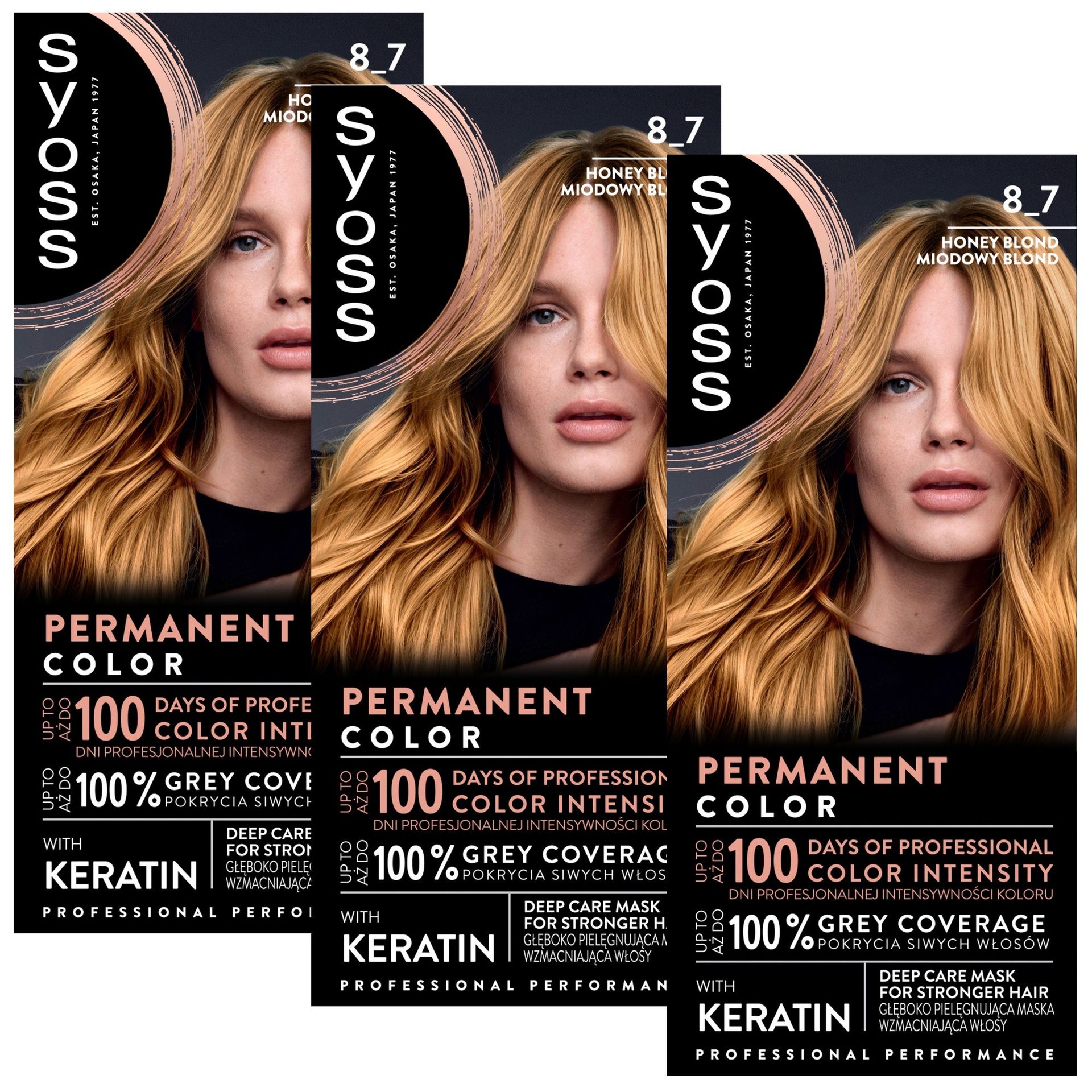 Farba trwała koloryzacja miodowy blond do włosów Syoss 3x