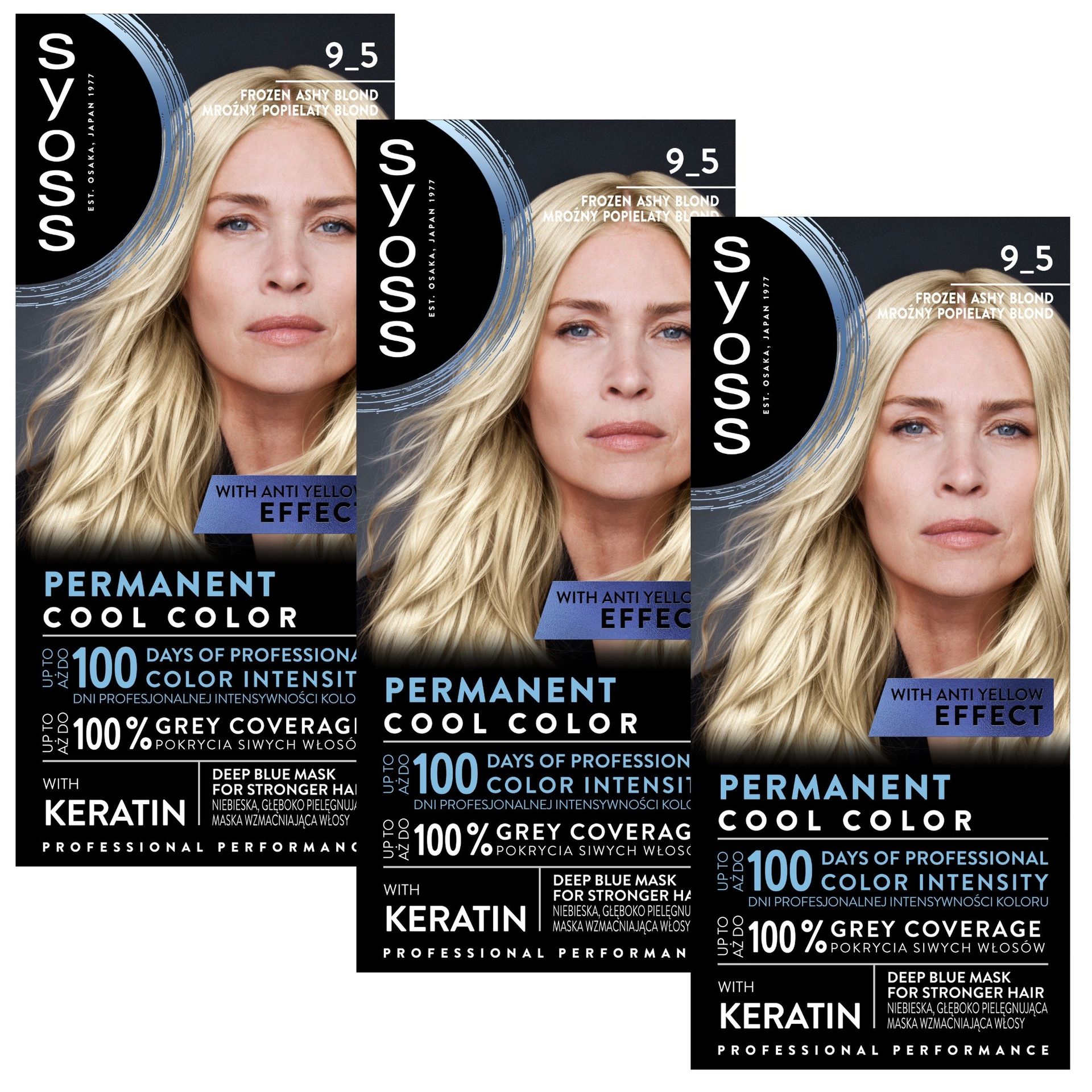 Farba trwała koloryzacja perłowy blond do włosów Syoss 3x