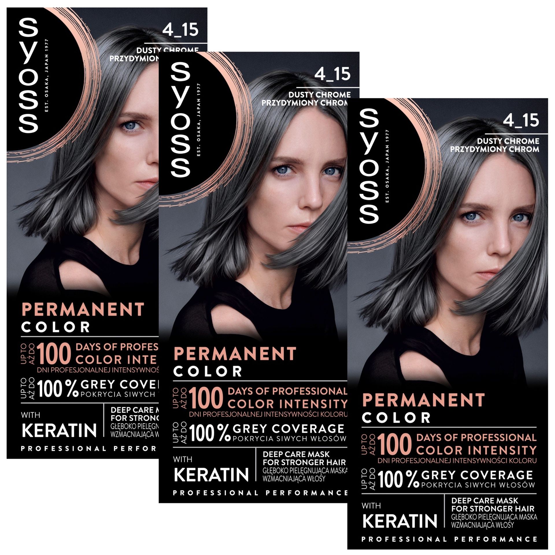 Farba do włosów trwały kolor przydymiony chrom 3x Syoss