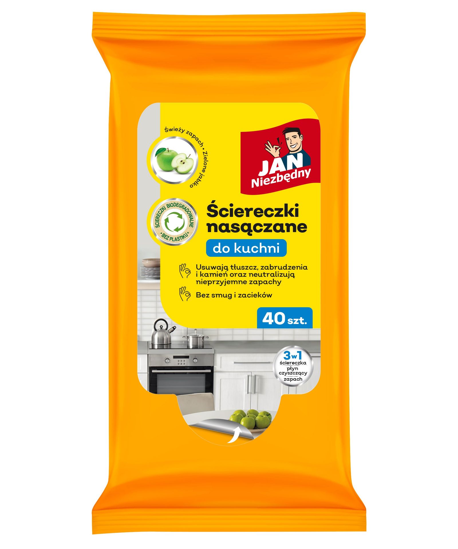 Ściereczki nasączane do kuchni Jan Niezbędny 40 szt.