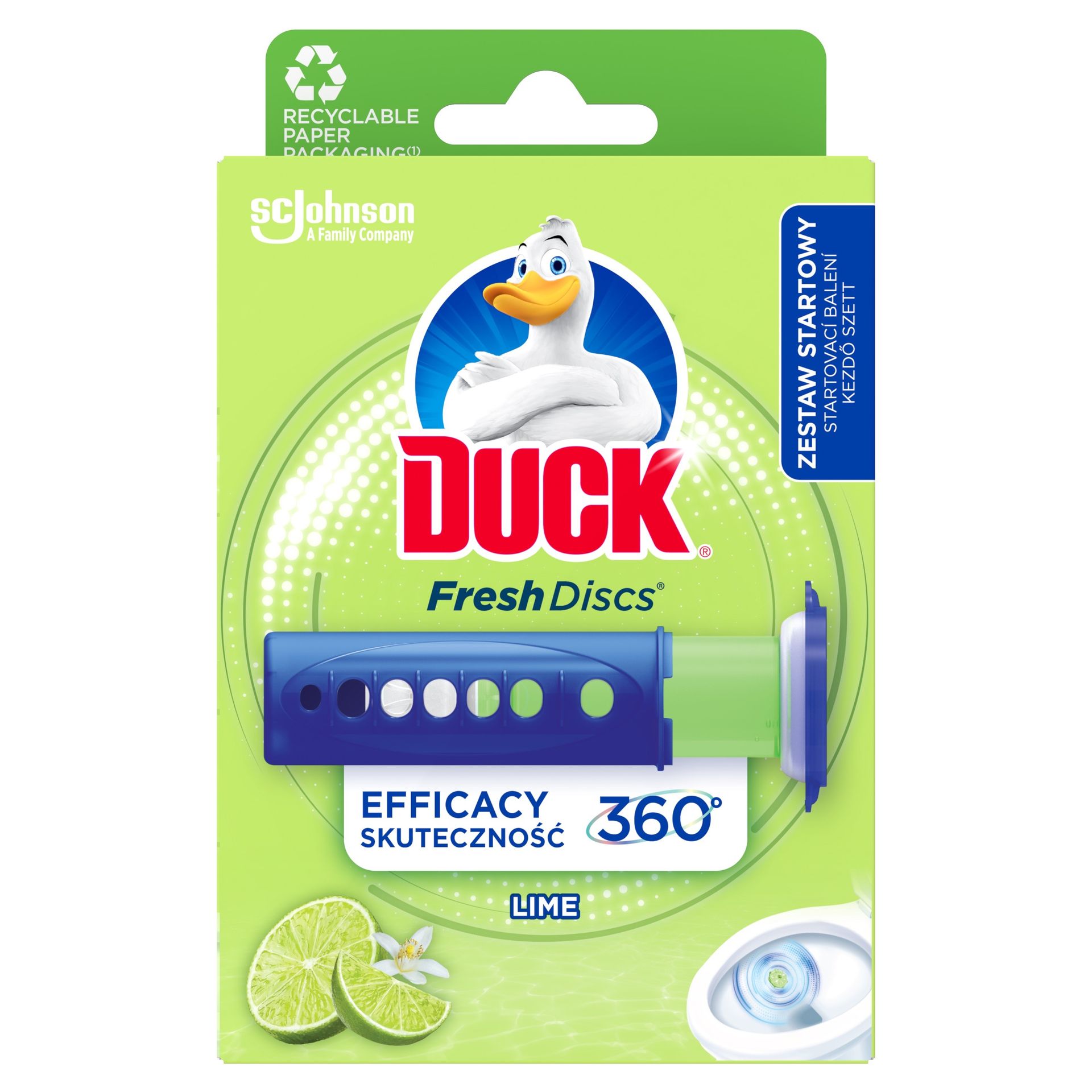 Żelowe krążki do toalety o zapachu limonkowym Duck Fresh Discs
