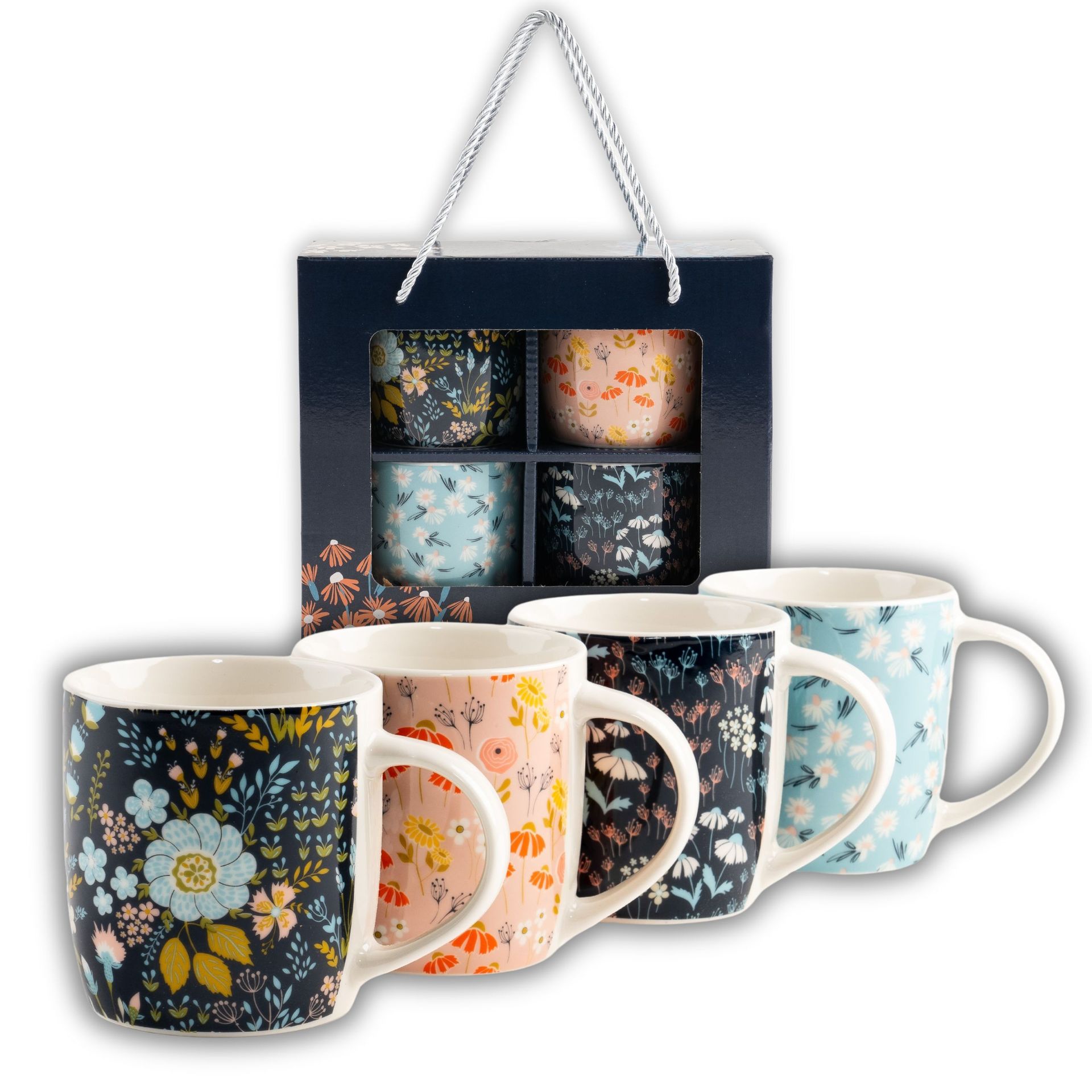 Zestaw kubków porcelanowych zapakowanych na prezent 4x 330 ml