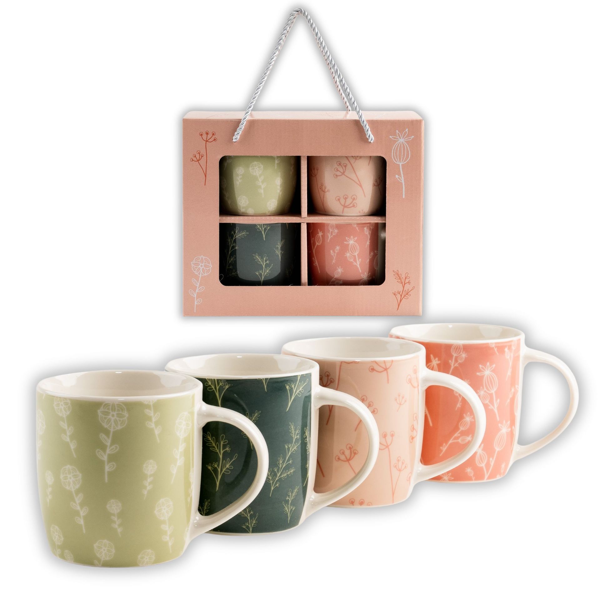 Zestaw 4 porcelanowych kubków w opakowaniu prezentowym 330 ml