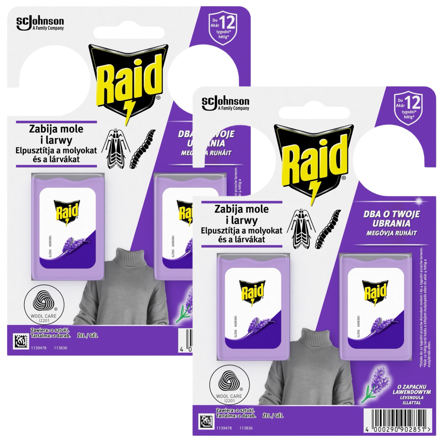 SC Johnson zawieszki przeciw molom o zapachu lawendowym Raid 2x2 szt.
