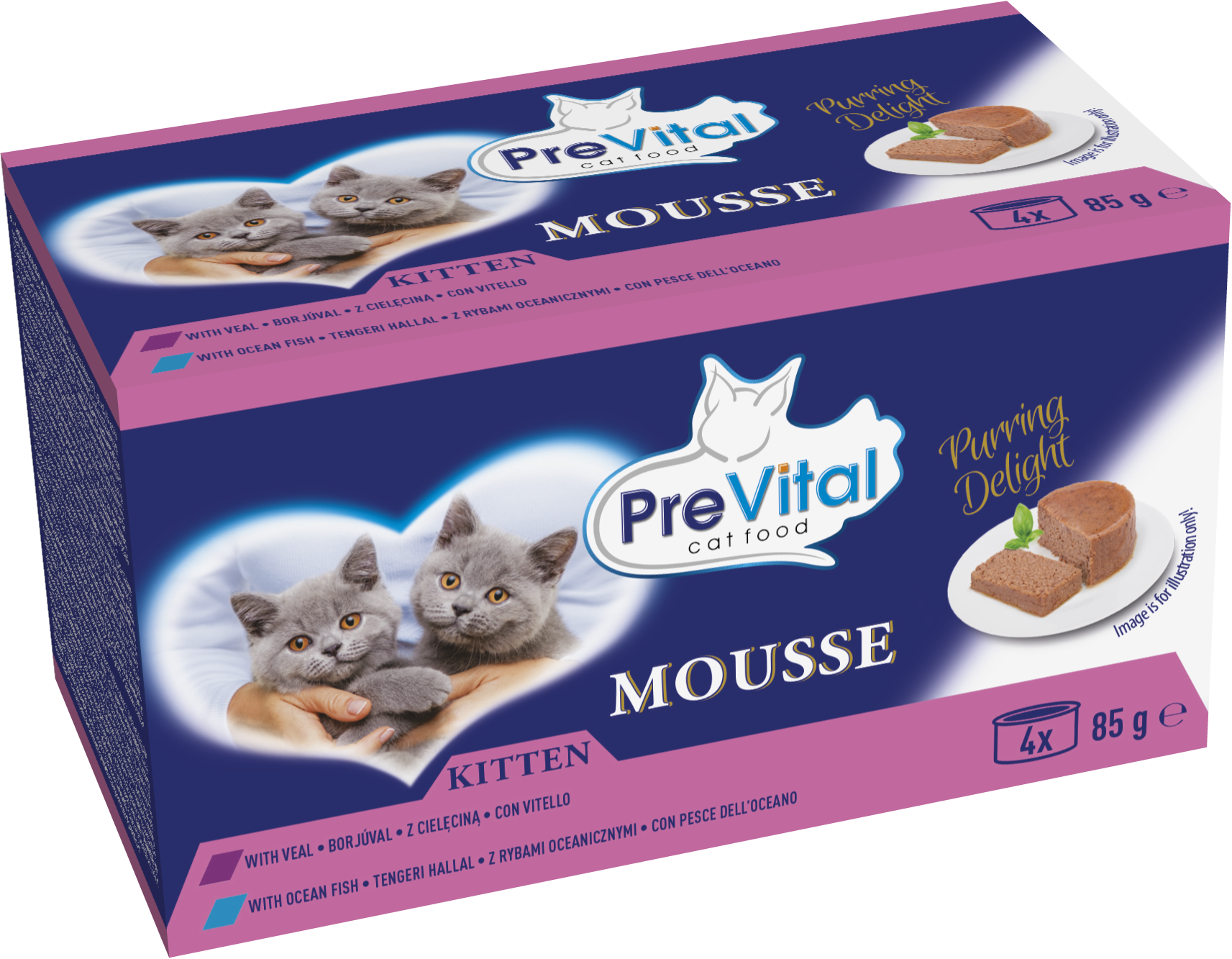 Mokra karma dla kociąt o smaku oceanicznej ryby i cielęciny 4x85g Multibox PreVital