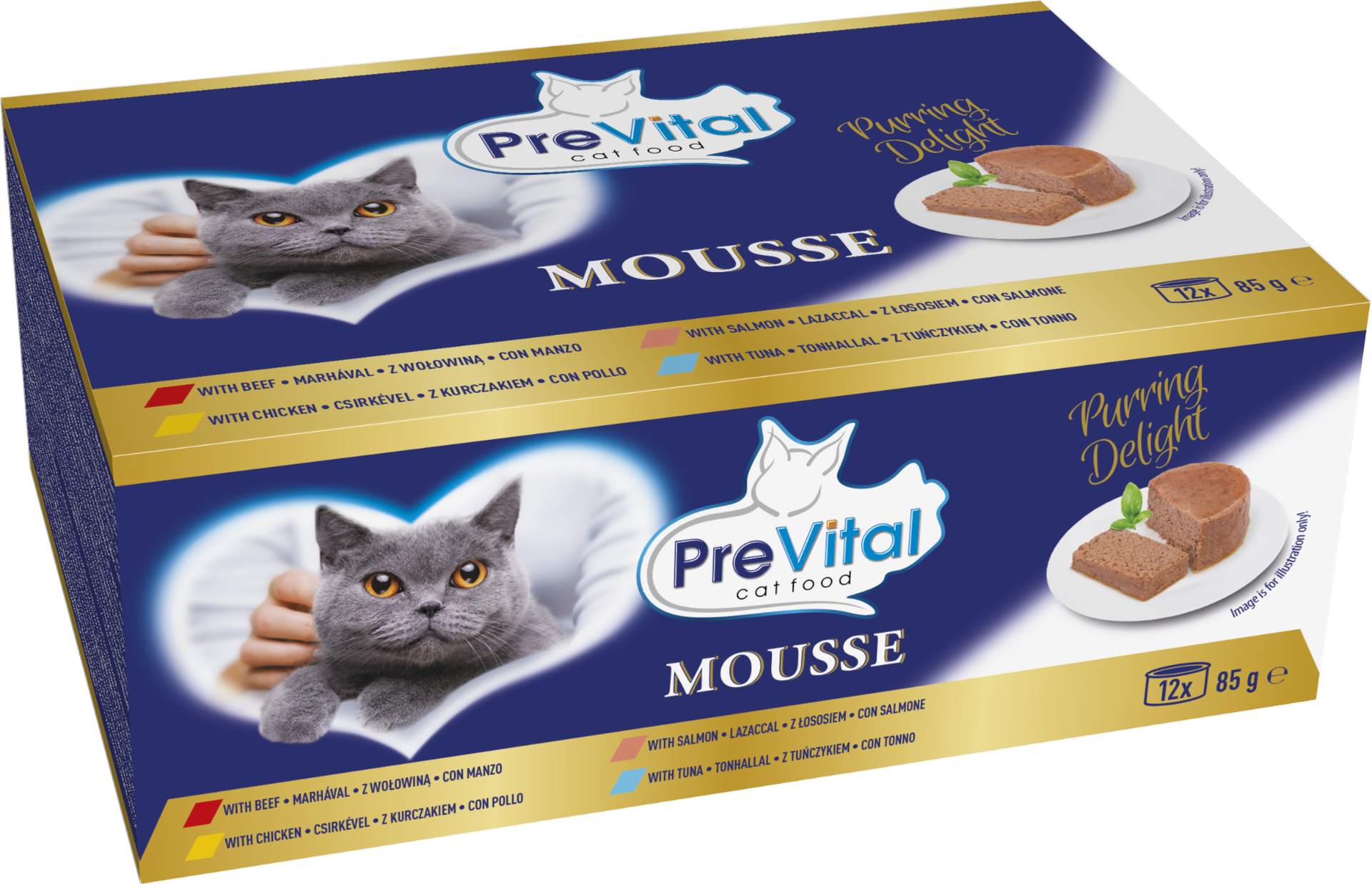 Mokra karma dla dorosłych kotów Mix 4 smaków 12x85g Multibox PreVital