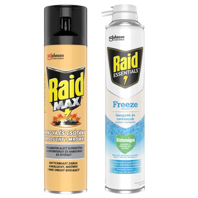 SC Johnson Raid Spray zamrażający owady biegające 350 ML + Spray przeciw karaluchom i mrówkom 400 ml