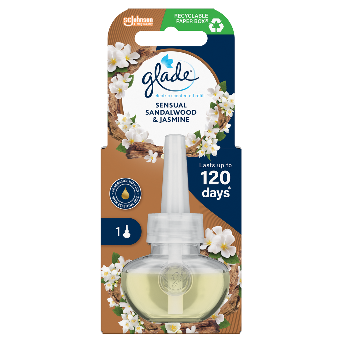 Wkład do odświeżacza powietrza jaśmin i drzewo sandałowe Glade Electric scented oil, 20 ml