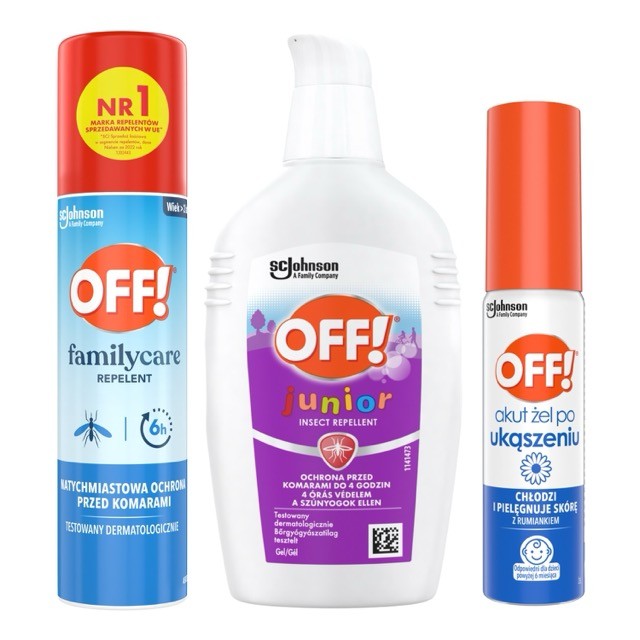 SC Johnson Family Care aerozol na komary 100 + Akut żel po ukąszeniu 25 ml + Żel na komary dla dzieci 100 ml