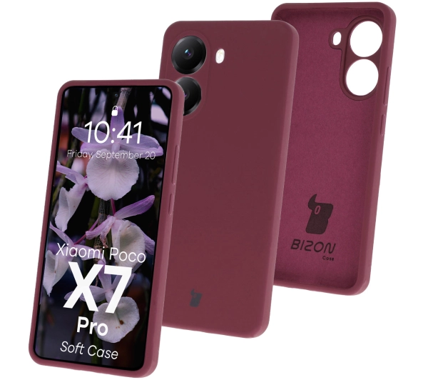 Bizon Silikonowe Soft do Poco X7 Pro Śliwkowy