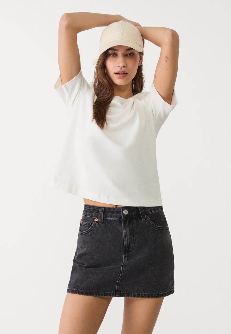 Stradivarius D60 Jeansowa spódnica mini Ciemnoszary 34