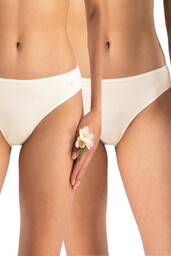 Figi damskie bawełniane (2pack) gładkie ecru z niskim stanem LPR 185 Key
