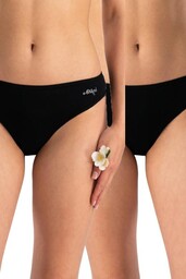 Figi damskie bawełniane (2pack) gładkie czarne z niskim stanem LPR 185 Key