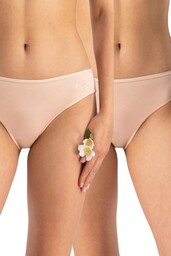 Figi damskie bawełniane (2pack) gładkie beżowe z niskim stanem LPR 185 Key