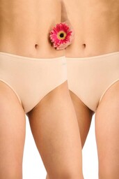 Figi damskie bawełniane (2pack) klasyczne gładkie o pełnym tyle beż LPC 185 Key