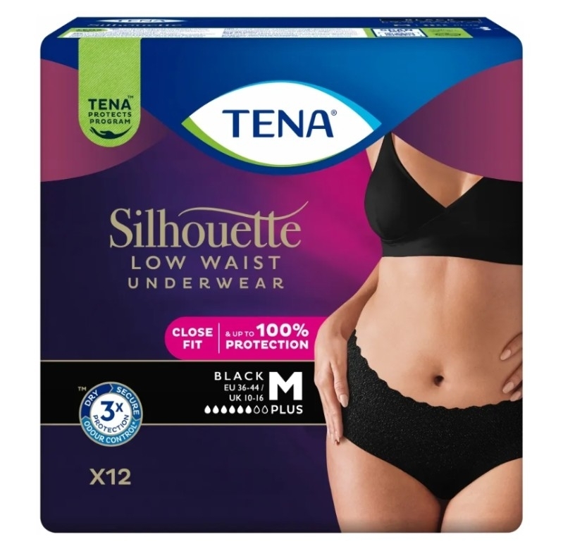 Tena Silhouette Plus Black Dyskretna bielizna chłonna dla kobiet M, 12 szt. -> Wysyłka od 1,99 - odbiór w Żabce