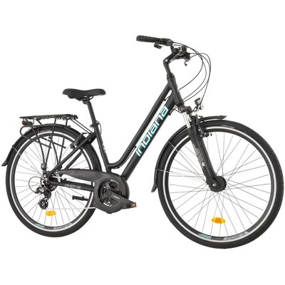 Rower trekkingowy INDIANA X-Road 3.0 D21 28 cali damski Czarno-błękitny