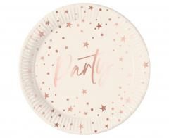 Talerzyki papierowe Rose Gold Party 23cm 8szt