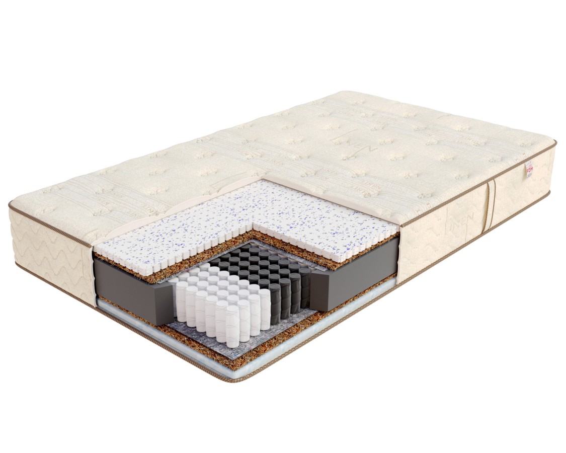 Materac multipocketowy FELICITY kokos, lateks, eucafeel - 140 x 200 - H4 twardy / H3 średnio twardy - 25 cm