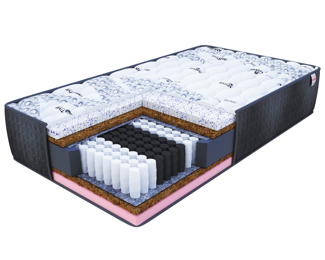 Materac multipocketowy SOLE kokos, lateks, visco - 90 x 200 - H4 twardy - 22 cm