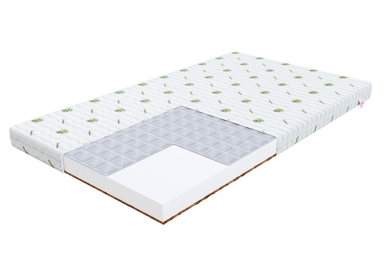 Materac piankowy BABY COMFORT gryka, kokos - 90 x 200 - H2 średnio miękki / H3 średnio twardy - 9 cm