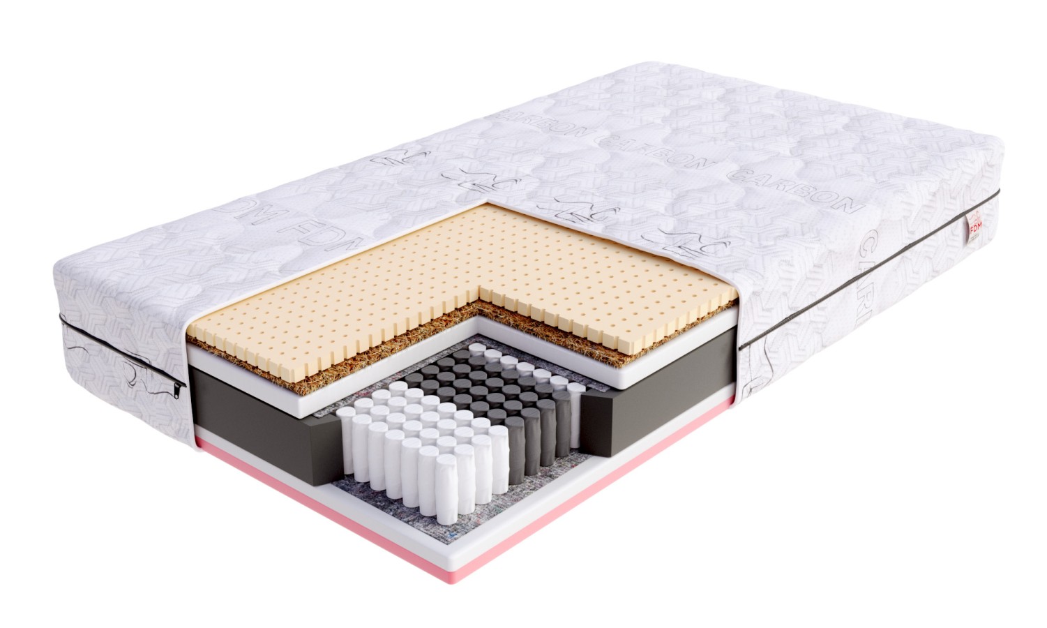Materac multipocketowy VENETO kokos, lateks, visco - 120 x 200 - H4 twardy / H3 średnio twardy - 22 cm
